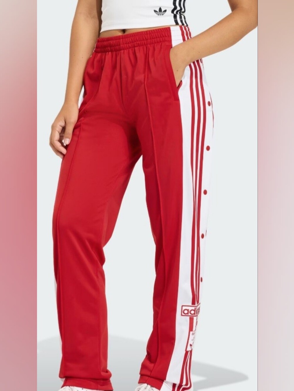NWT Adidas Adibreak Pants Women’s 1X Red 3 Stripe Snap Side Breakaway Track Y2K